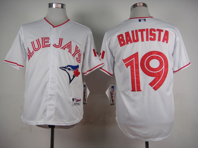 Men Toronto Blue Jays 19 Bautista White red MLB Jerseys